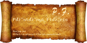 Pöstényi Flóris névjegykártya